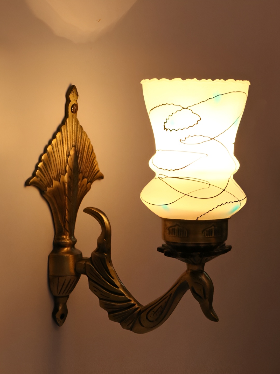

Afast White & Blue Textured Glass Cylindrical Wall Lamp