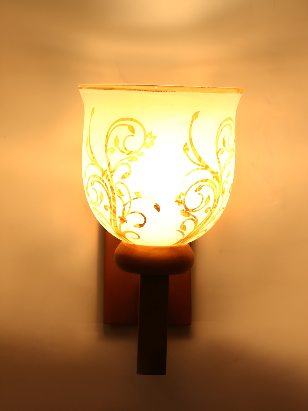 

Afast White Floral Printed Glass Cylindrical Wall Lamp