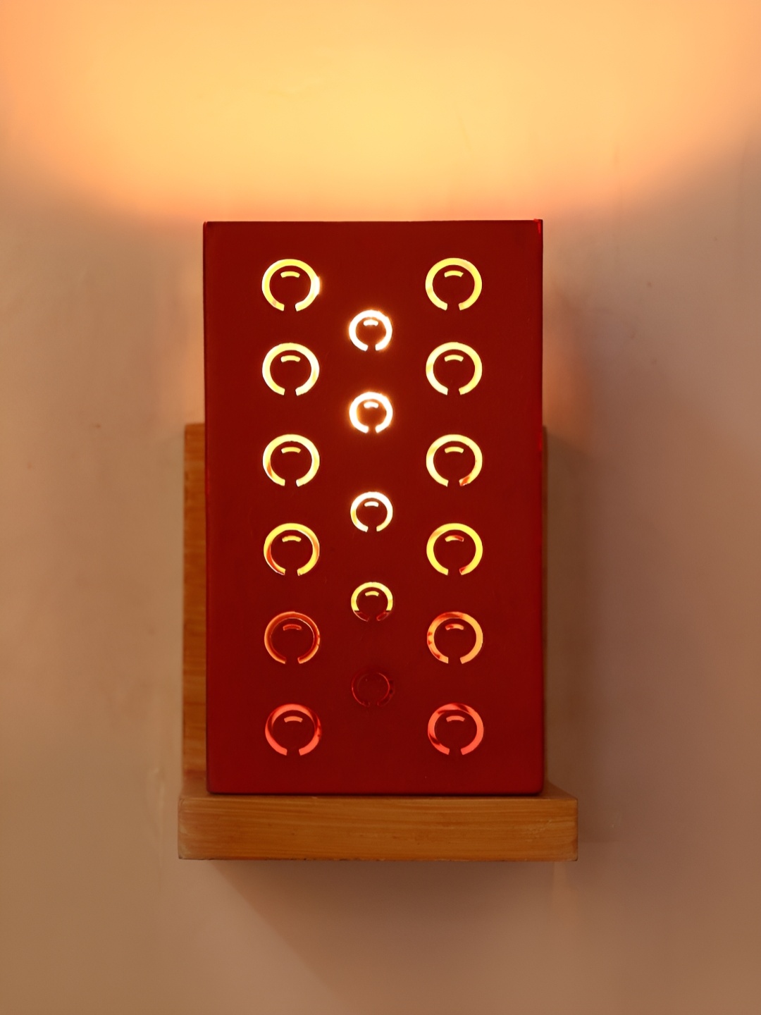 

Afast Red Textured Wooden Rectangle Wall Lamp