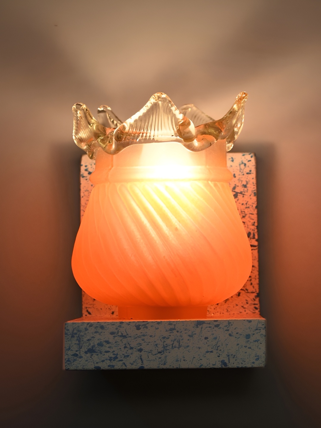 

Afast Orange & White Textured Abstract Shaped Glass Wall Lamp