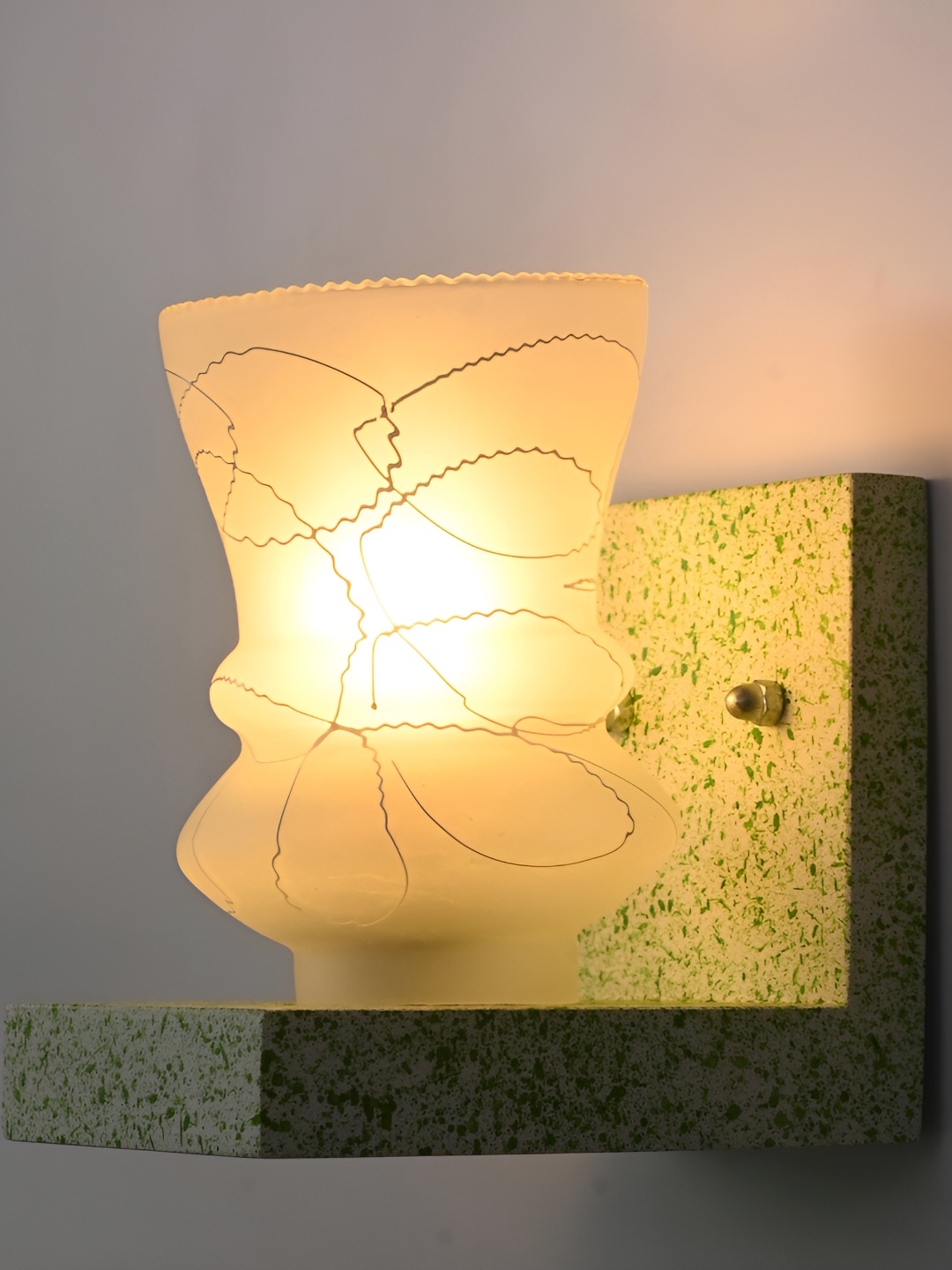 

Afast Grey & White Printed Abstract Shaped Glass Wall Lamp