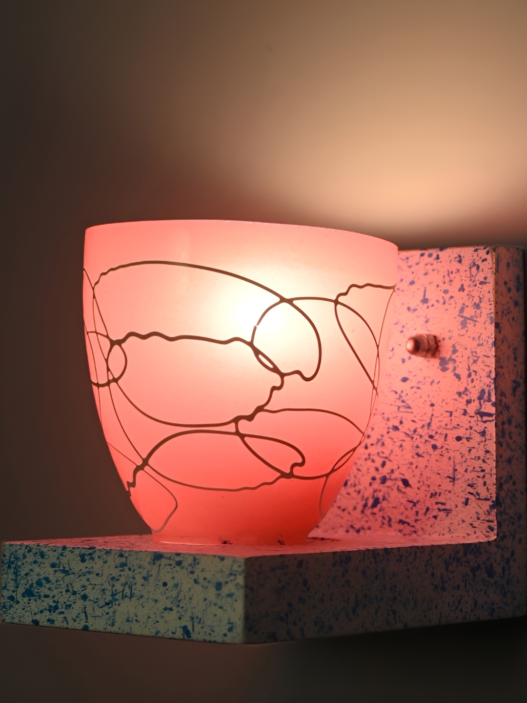 

Afast Pink & White Printed Abstract Shaped Glass Wall Lamp