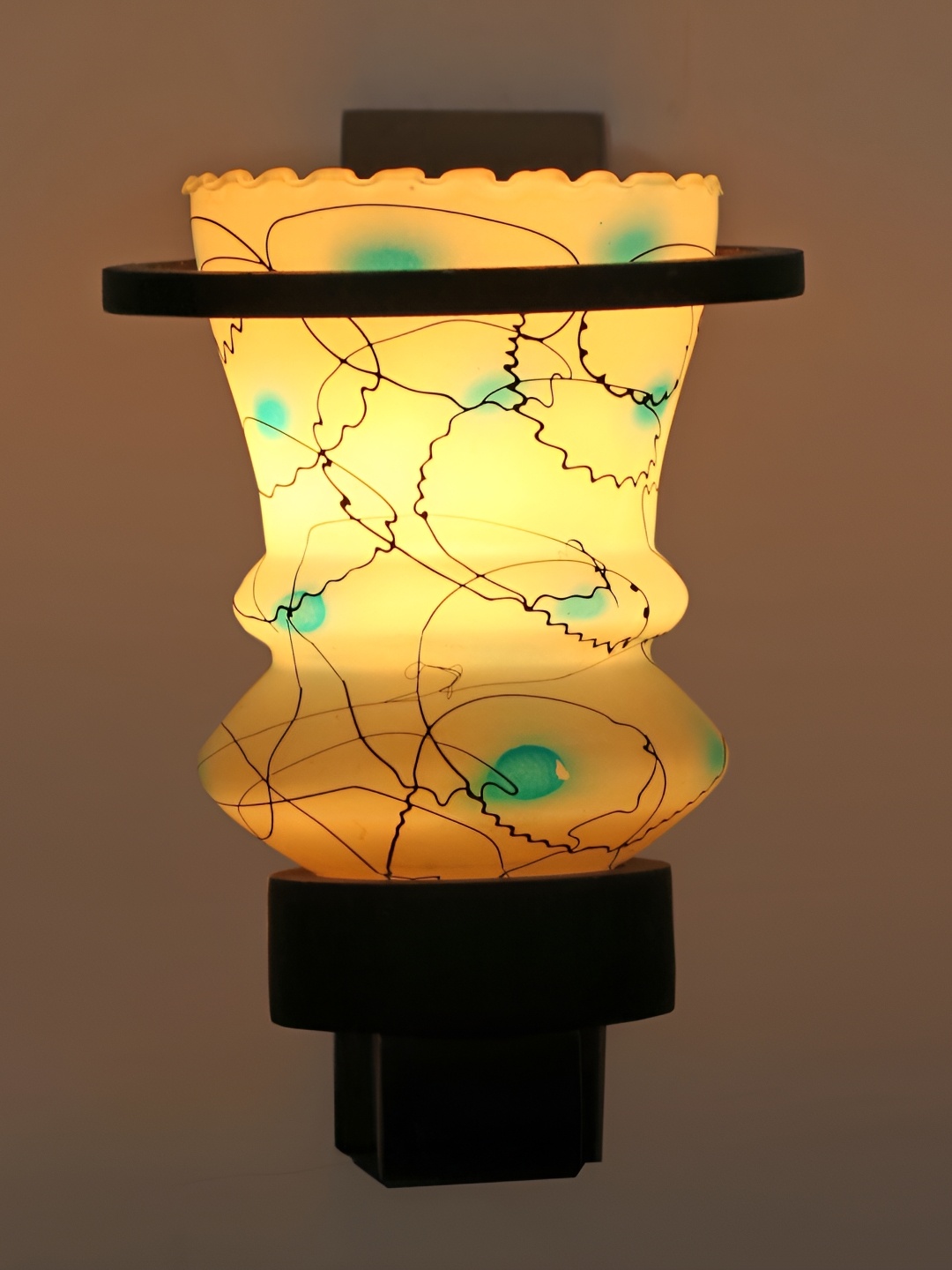 

Afast White & Blue Printed Abstract Shaped Glass Wall Lamp