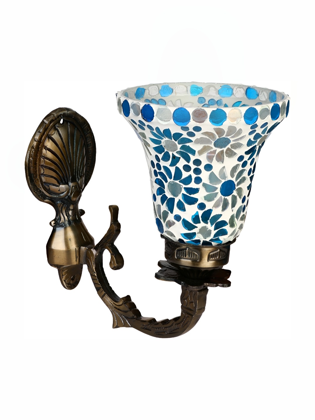 

Afast White & Blue Textured Traditional Abstract Shaped Glass Wall Lamp