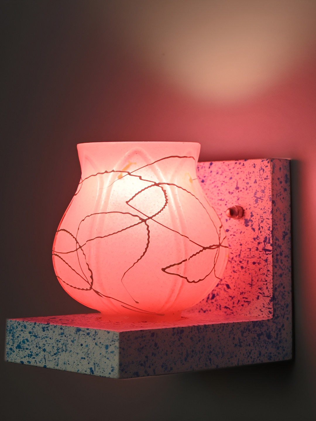 

Afast Pink & White Printed Abstract Shaped Glass Wall Lamp