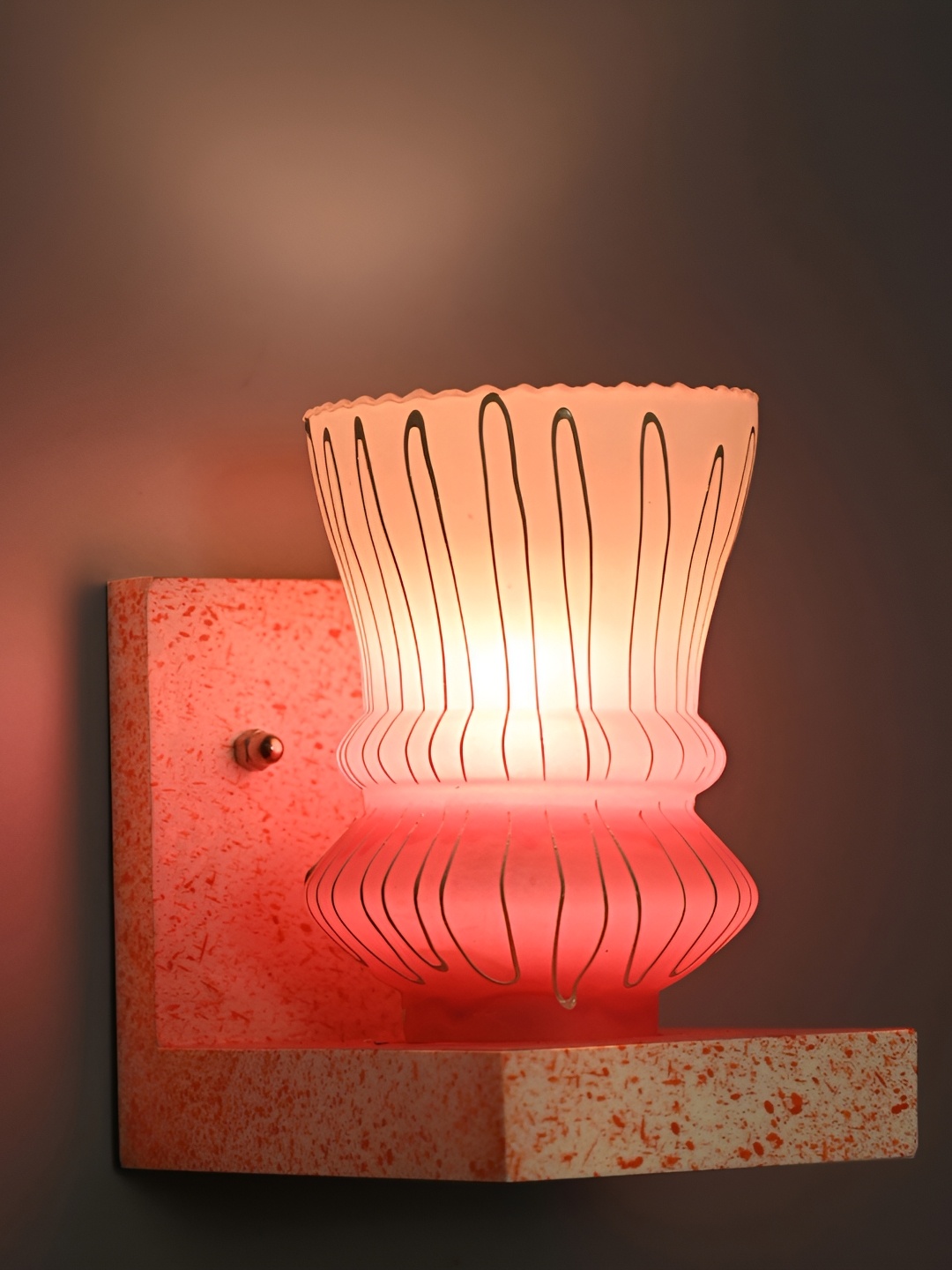 

Afast Pink & White Printed Abstract Shaped Glass Wall Lamp