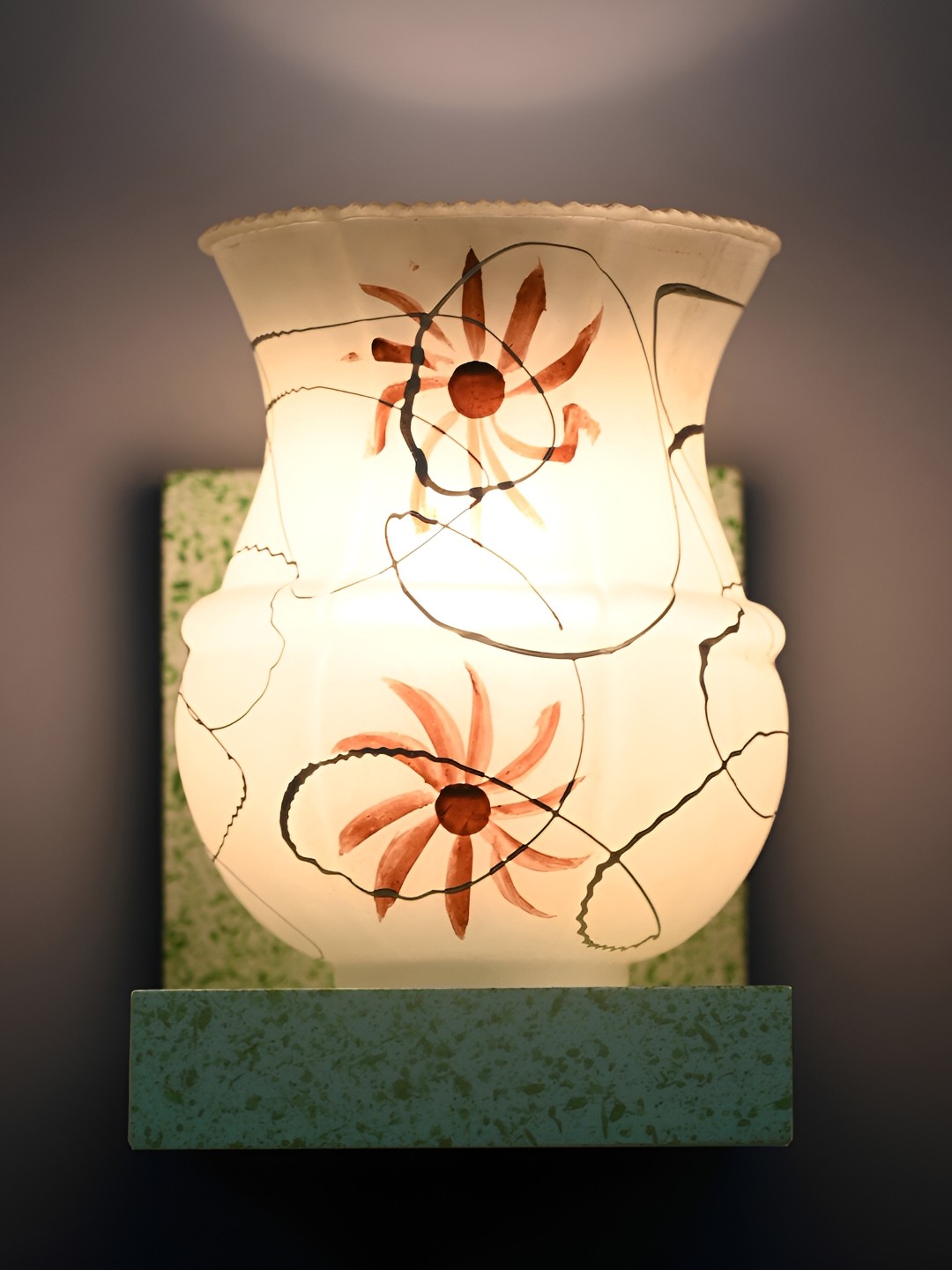 

Afast Beige & Brown Printed Abstract Shaped Glass Wall Lamp