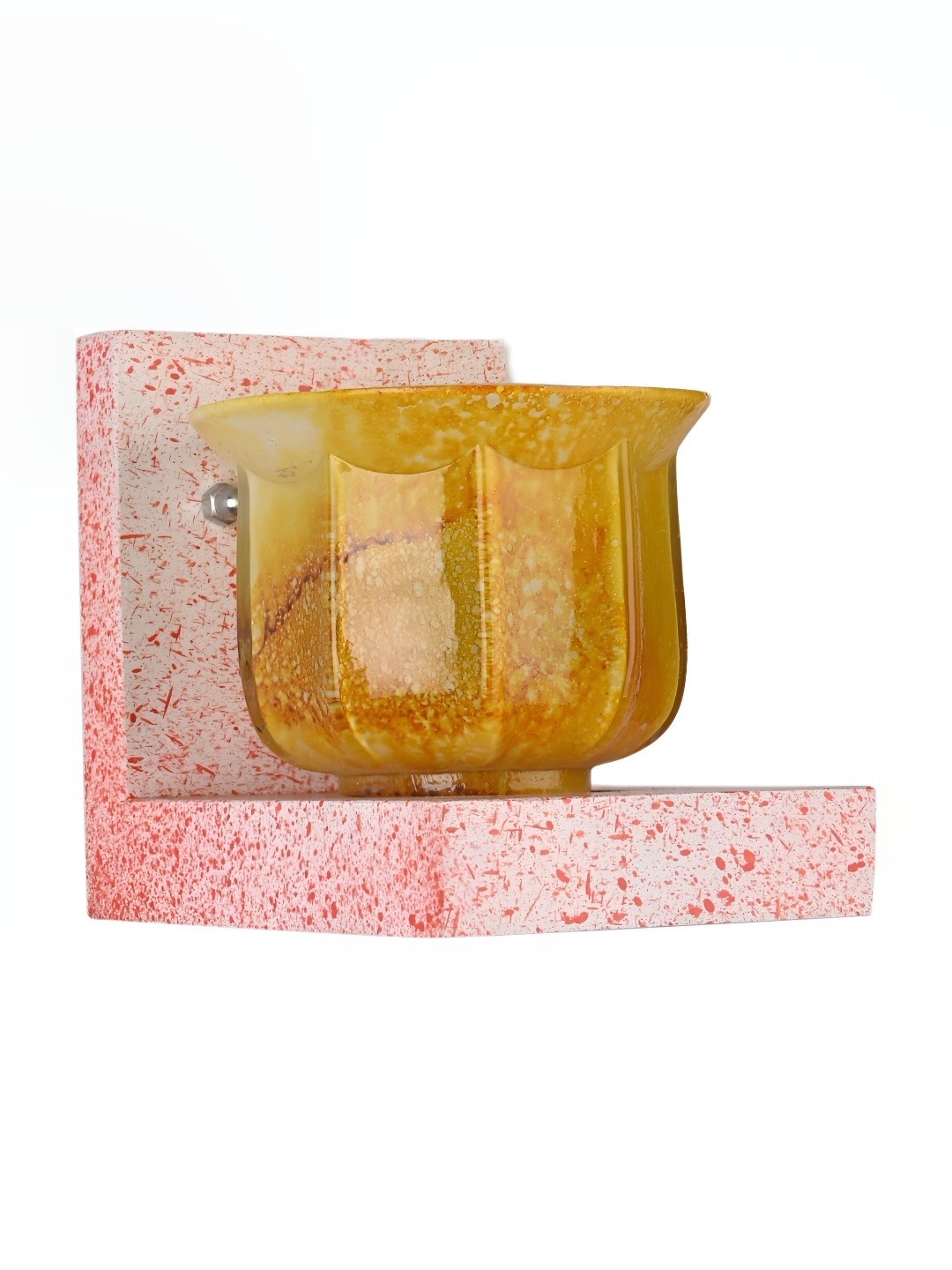 

Afast Mustard & White Printed Abstract Shaped Glass Wall Lamp