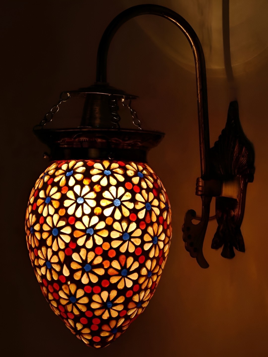 

Afast White & Brown Textured Bell Shaped Glass Wall Lamp