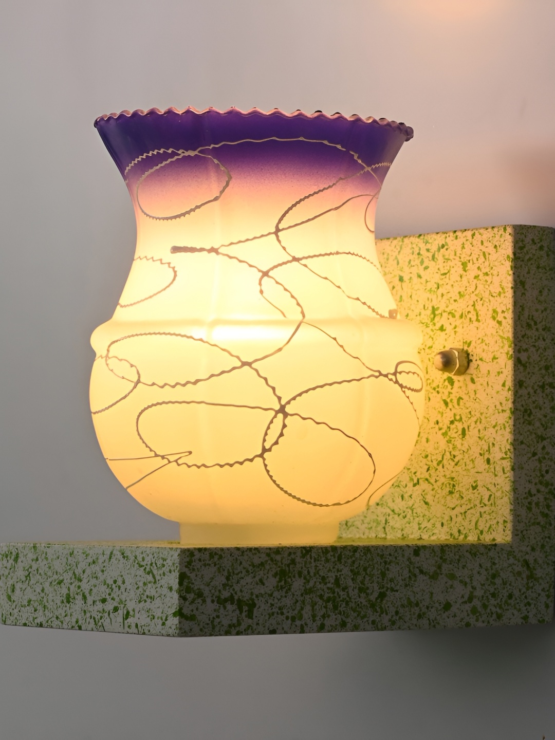 

Afast Purple & Grey Printed Abstract Shaped Glass Wall Lamp