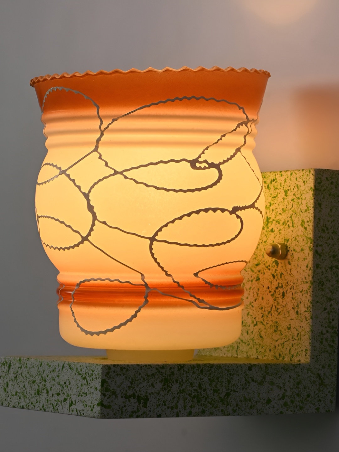 

Afast White & Brown Textured Glass Wall Lamp
