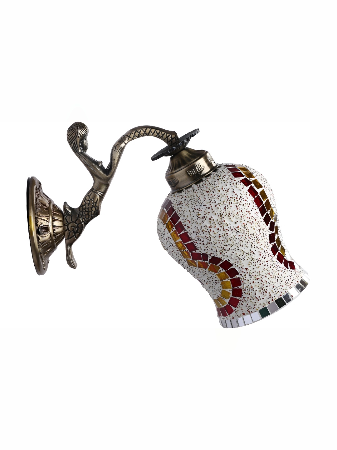 

Afast White & Red Textured Traditional Bell Shaped Glass Wall Lamp