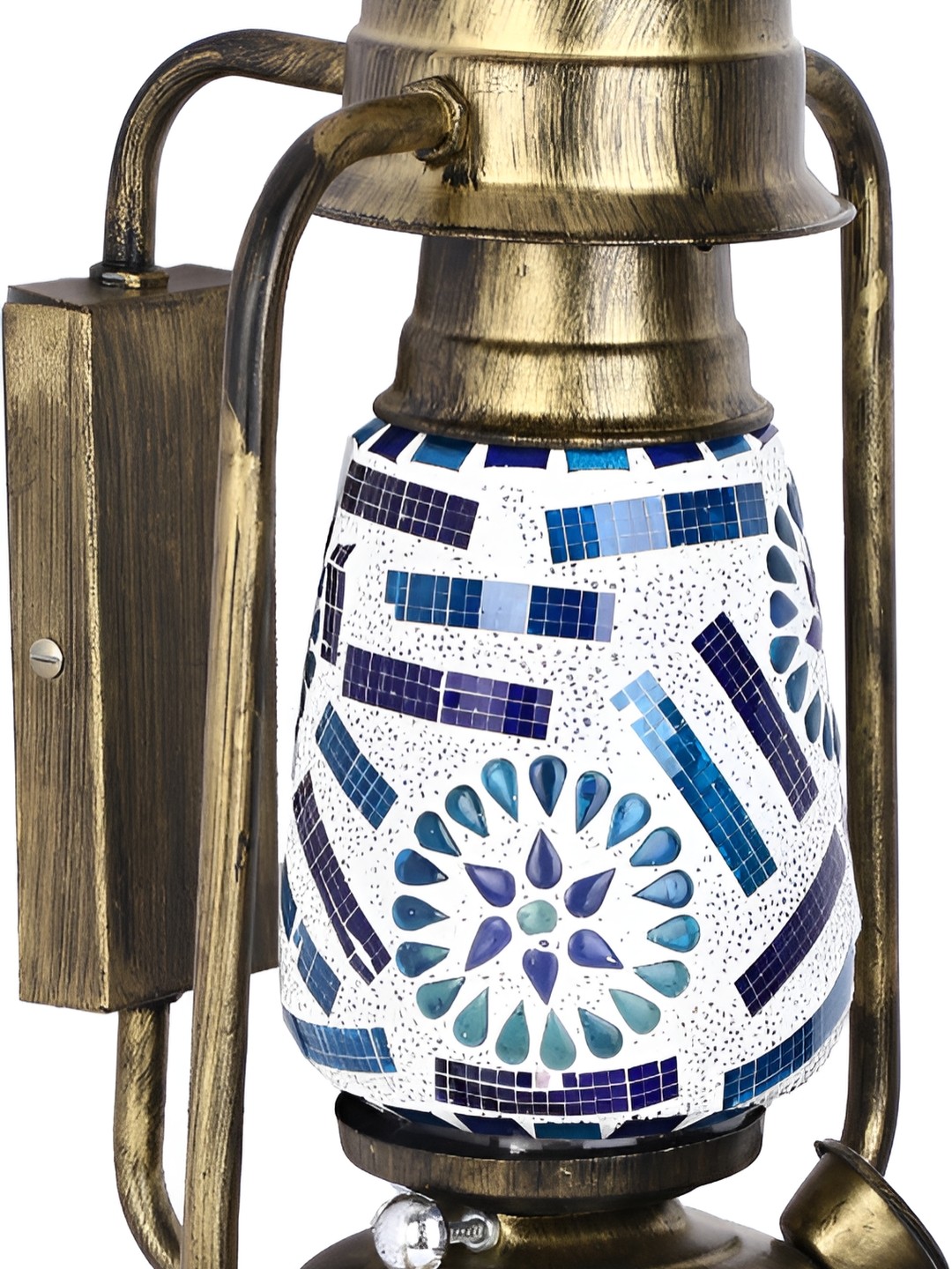 

Afast White & Blue Textured Glass Cylindrical Wall Lamp