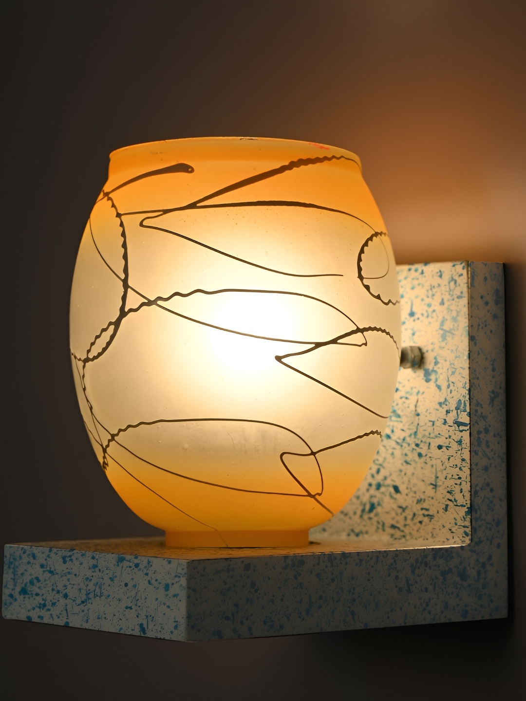 

Afast Yellow Textured Glass Cylindrical Wall Lamp, Orange