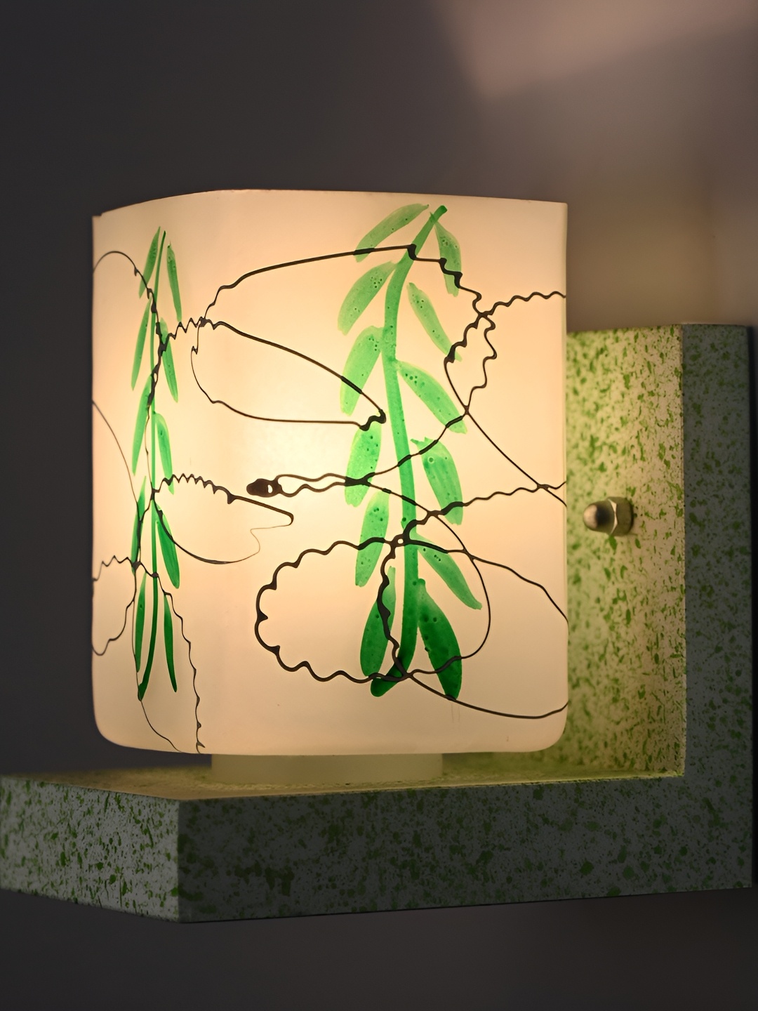 

Afast Grey & Green Printed Rectangle Shaped Glass Wall Lamp