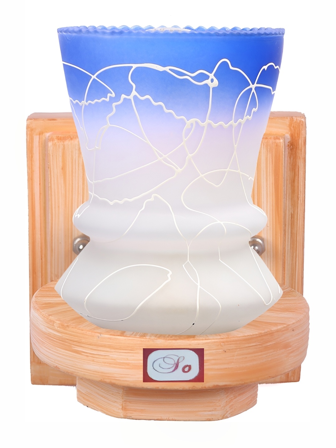 

Afast White & Blue Printed Abstract Shaped Glass Wall Lamp