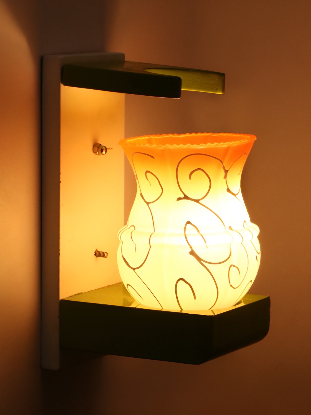 

Afast White & Orange Abstract Glass Wall Lamp