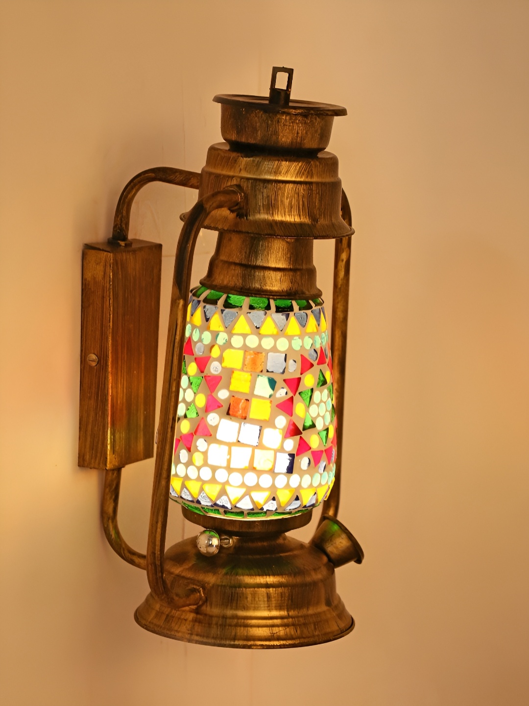 

Afast Yellow & Red Textured Glass Cylindrical Wall Lamp