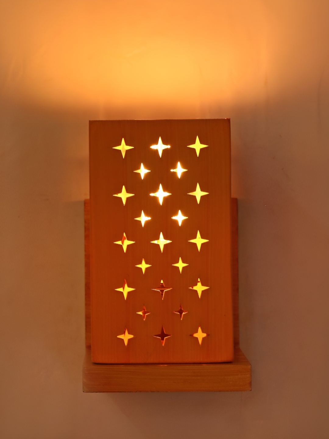 

Afast Brown Rectangular Wooden Wall Lamp, Yellow