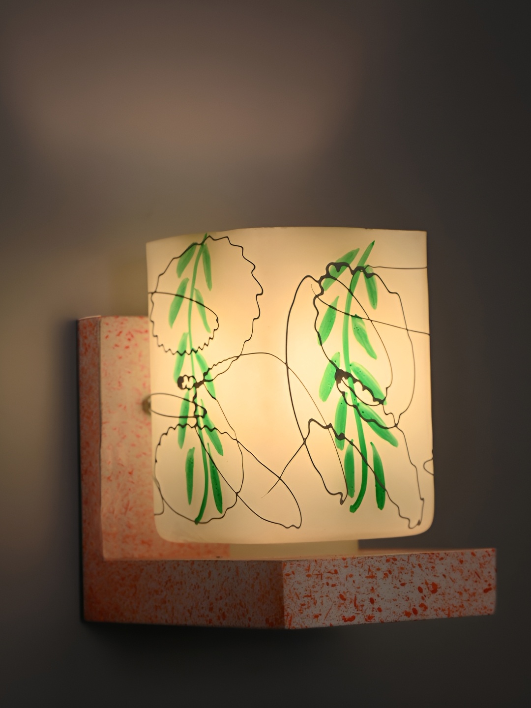 

Afast White & Green Textured Glass Rectangle Shaped Wall Lamp