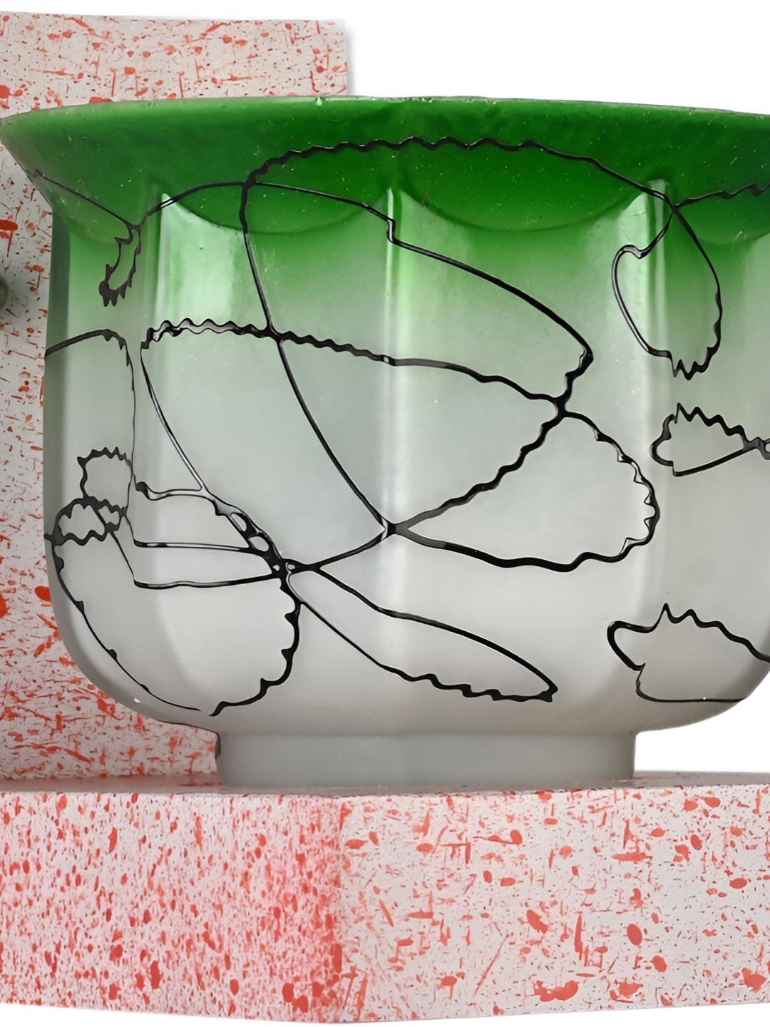 

Afast Green & White Printed Abstract Shaped Glass Wall Lamp