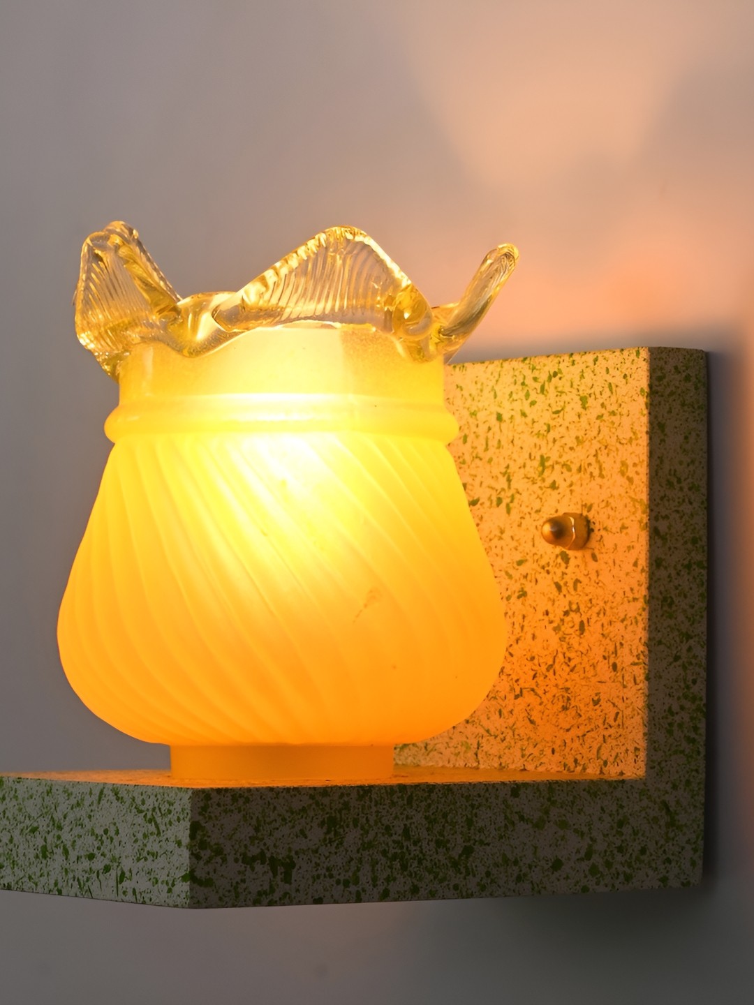

Afast Yellow & White Textured Abstract Shaped Glass Wall Lamp
