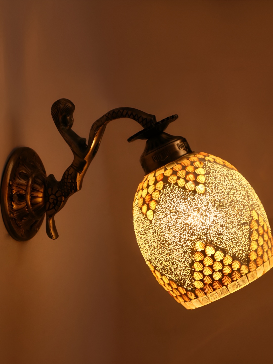 

Afast White & Beige Textured Traditional Bell Shaped Glass Wall Lamp