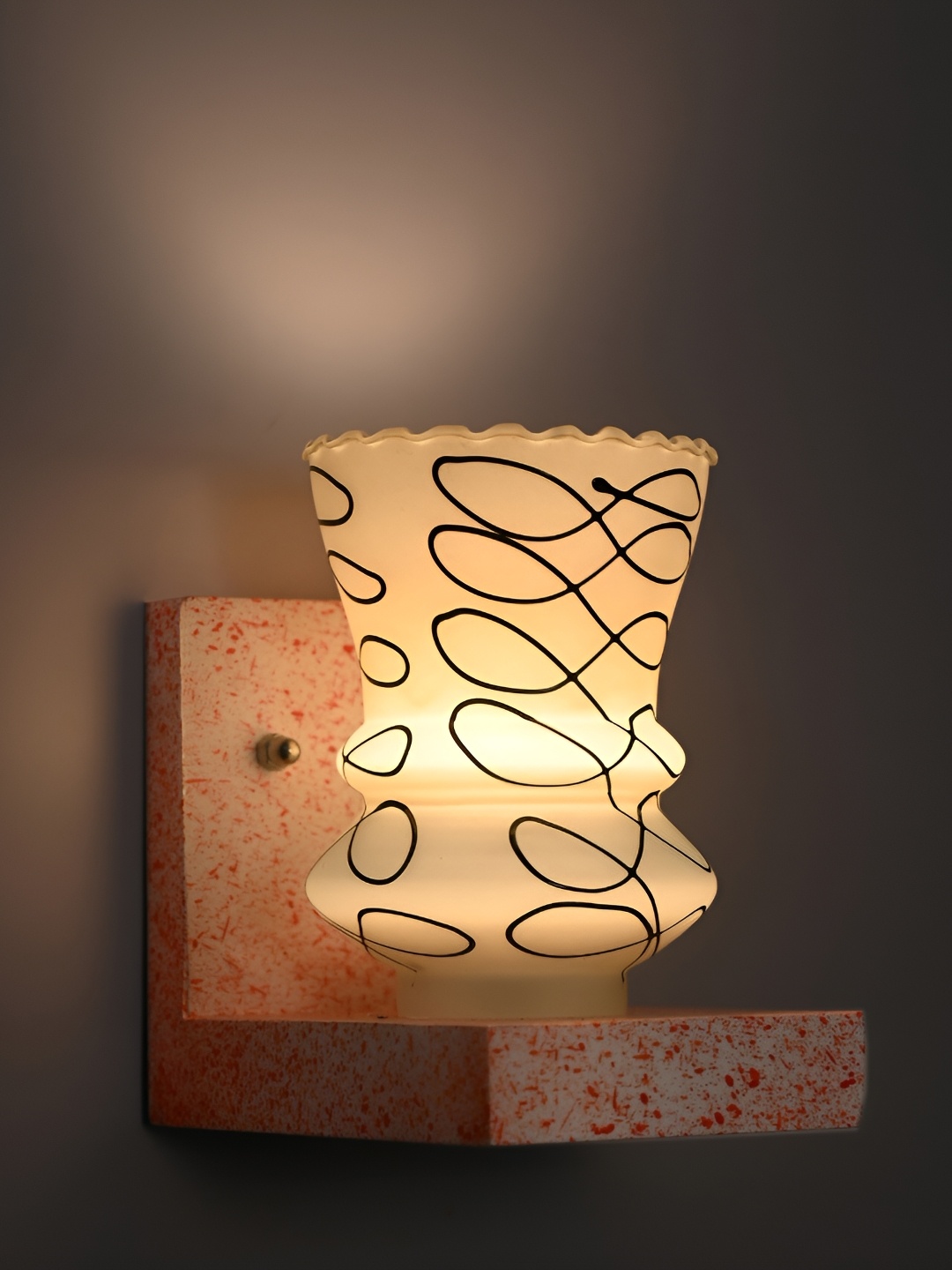 

Afast White & Black Printed Abstract Shaped Glass Wall Lamp