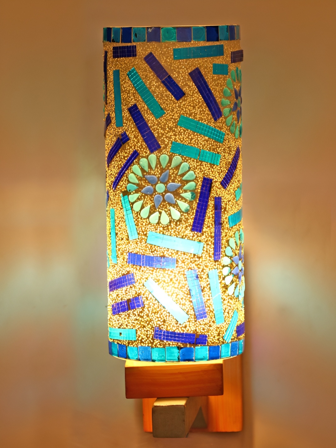 

Afast Blue Textured Glass Wall Lamp