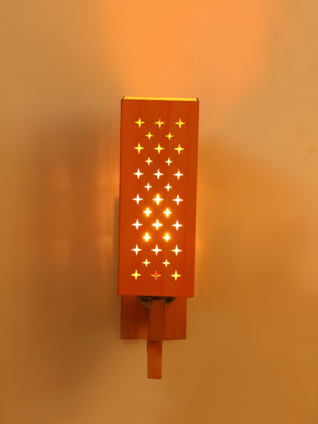 

Afast Yellow & Brown Textured Rectangle Shaped Wooden Wall Lamp