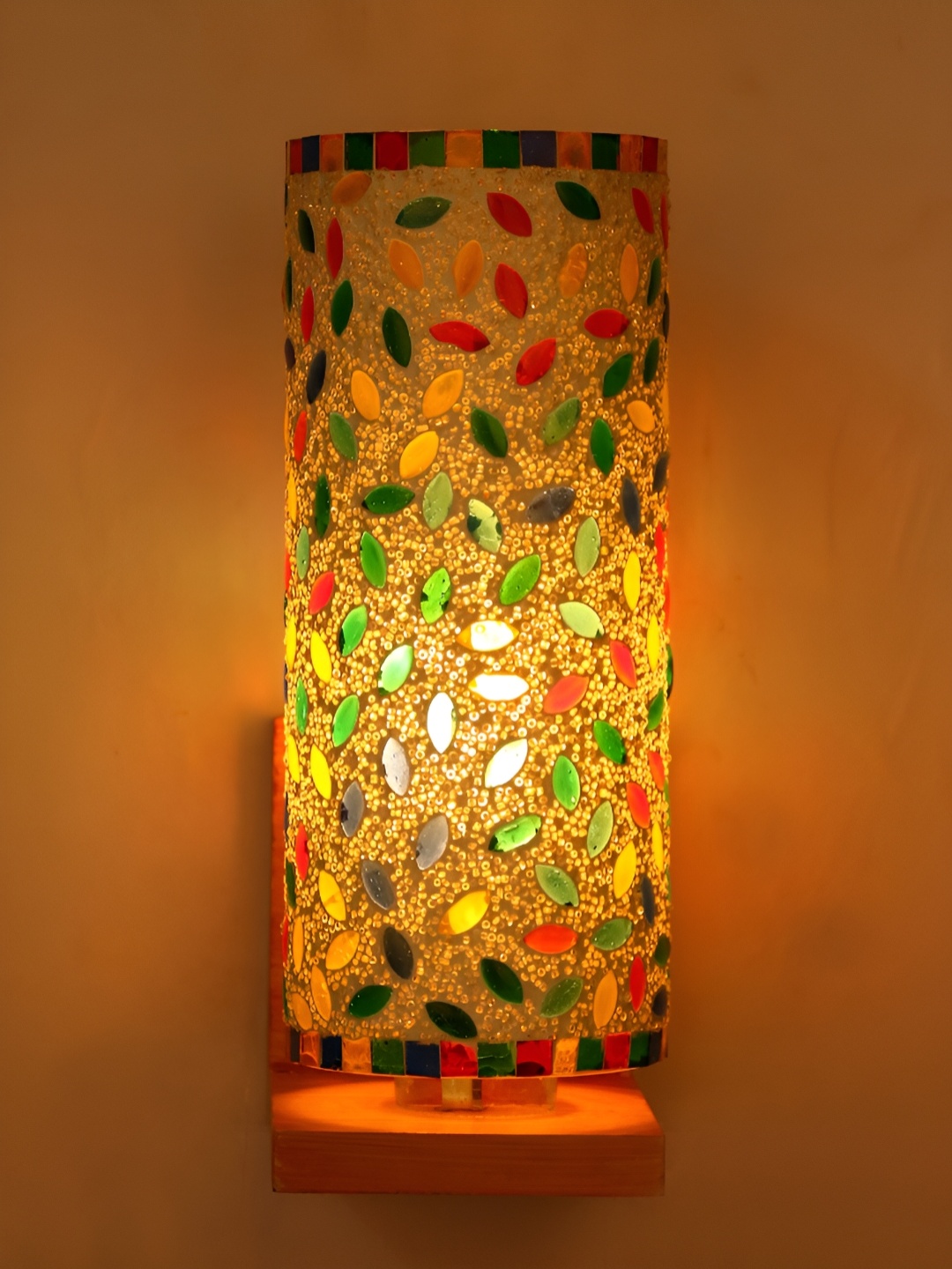 

Afast White & Blue Textured Cylinder Shaped Glass Wall Lamp