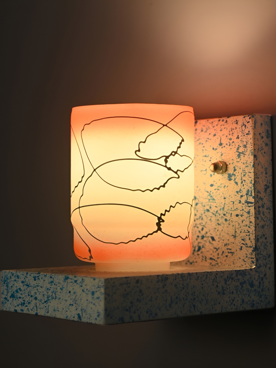 

Afast White & Orange Cylindrical Glass Wall Lamp