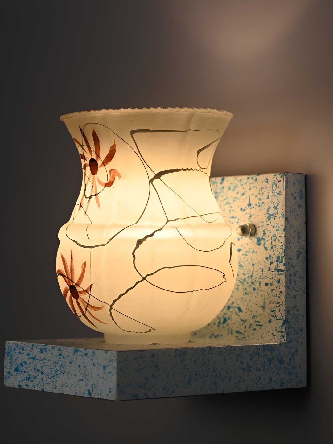 

Afast White & Brown Textured Glass Cylindrical Wall Lamp