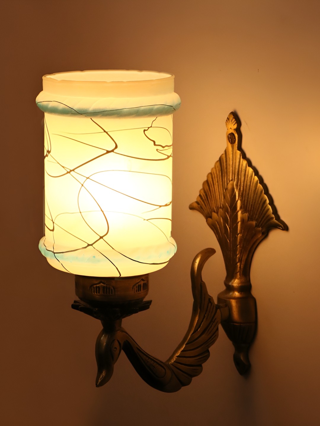 

Afast White & Blue Printed Wooden Wall Lamp