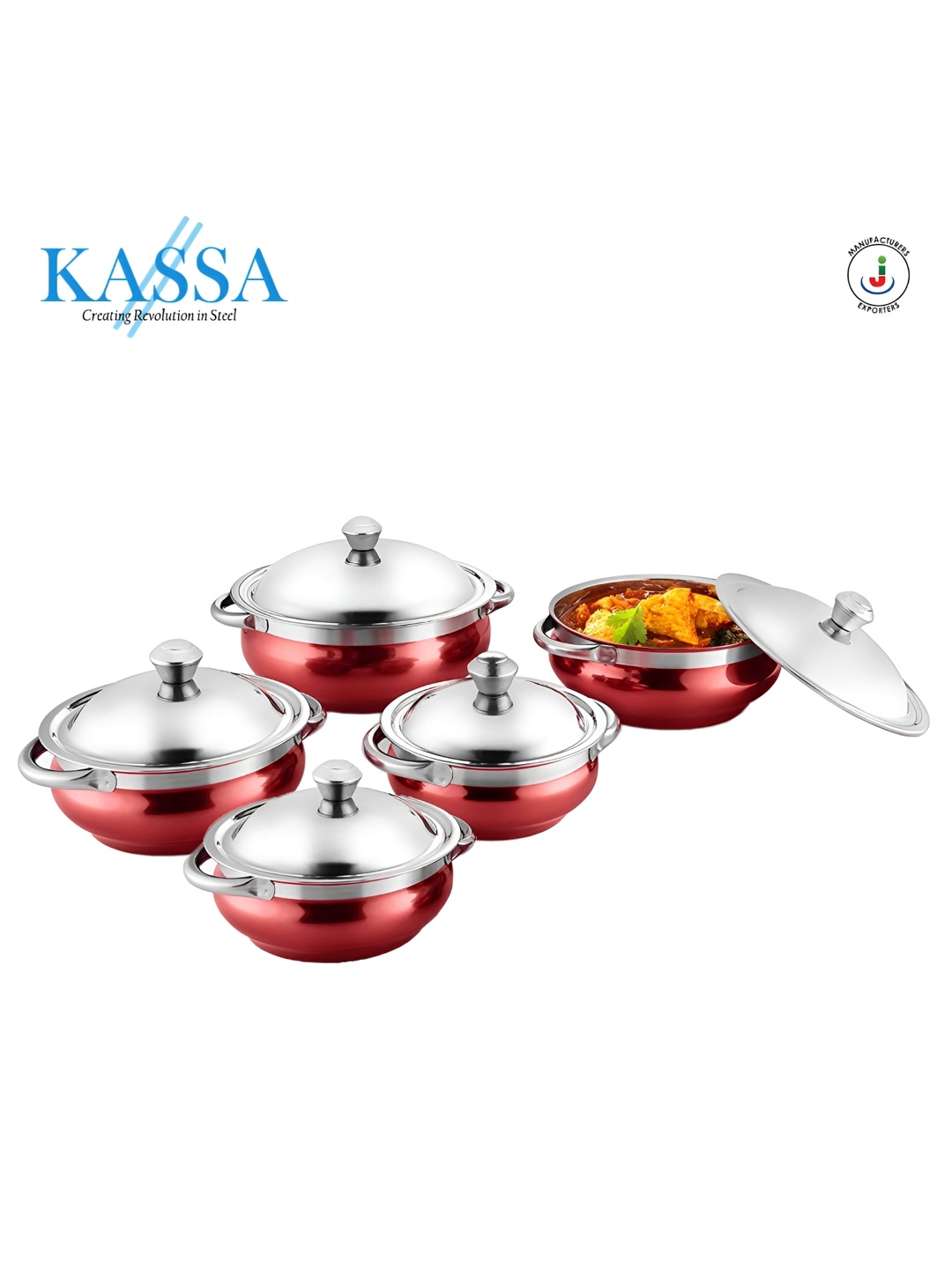 

KASSA Red 5 Pieces Stainless Steel Handi