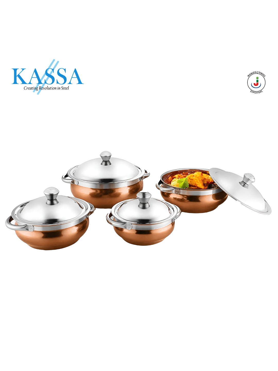 

KASSA Copper Toned 4 Pieces Stainless Steel Handi