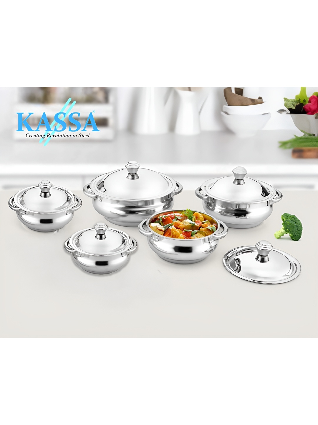 

KASSA Silver Toned 5 Pieces Stainless Steel Handi