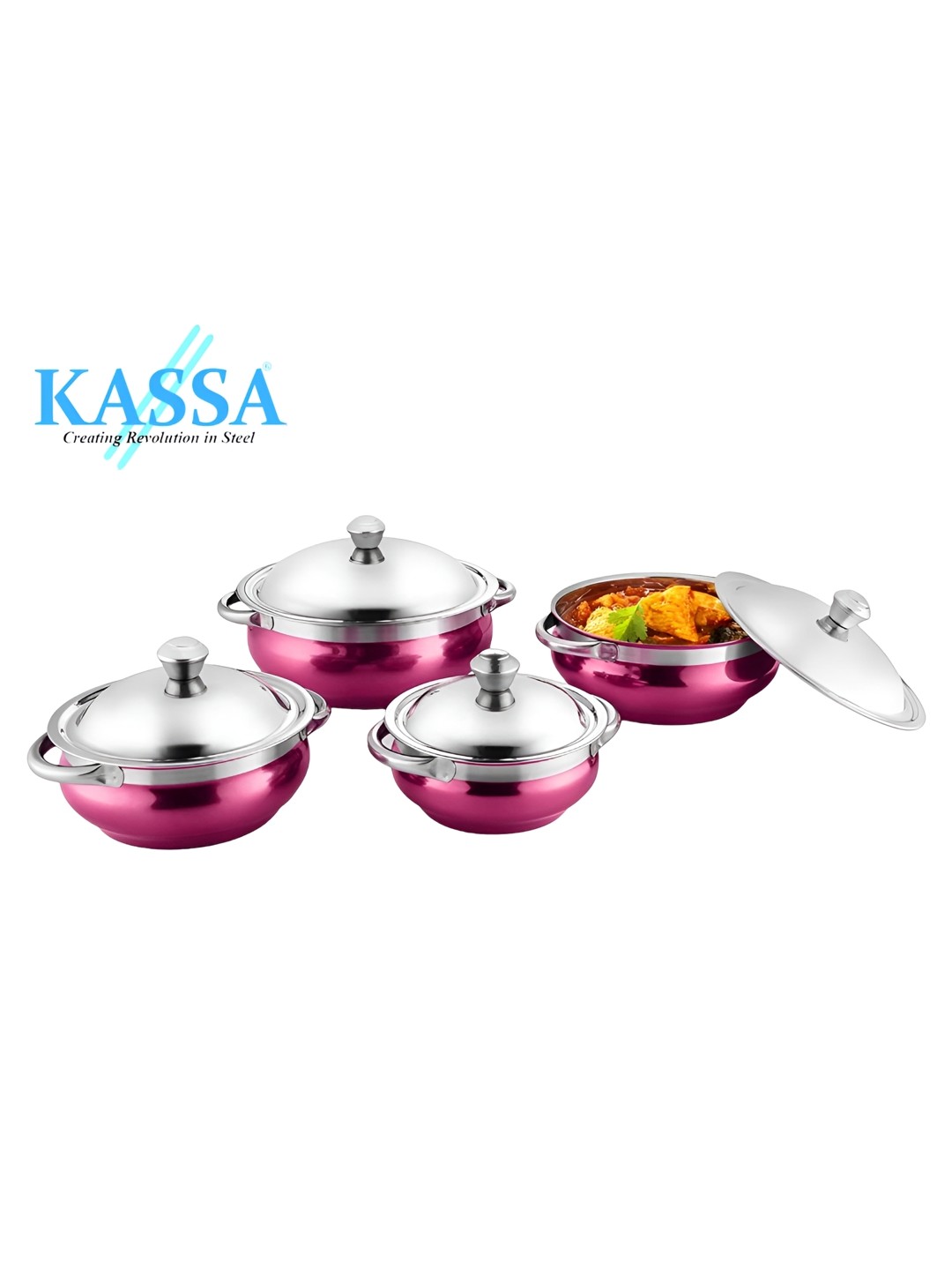 

KASSA Pink Stainless 4 Pieces Steel Handi