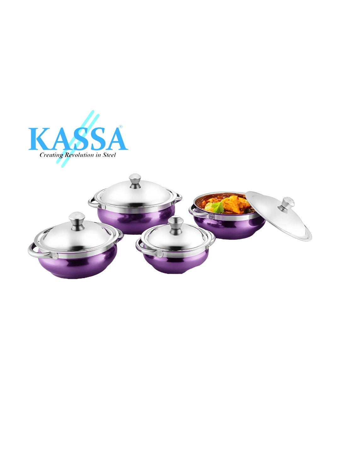 

KASSA Purple 4 Pieces Stainless Steel Handi