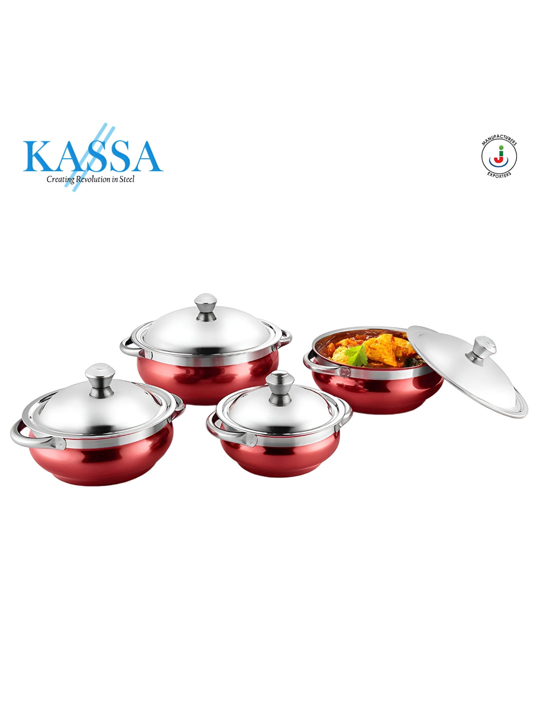 

KASSA Red 4 Pieces Stainless Steel Handi