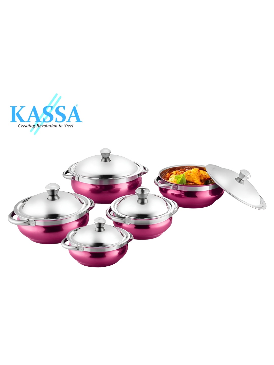 KASSA Pink 5 Pieces Stainless Steel Handi Set