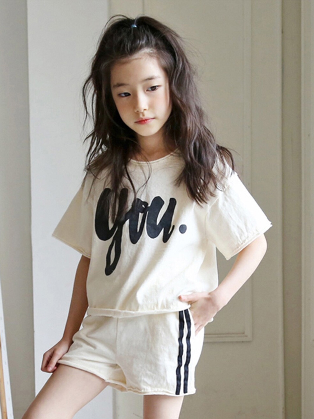 

StyleCast Girls Beige & Black Printed T-shirt With Shorts