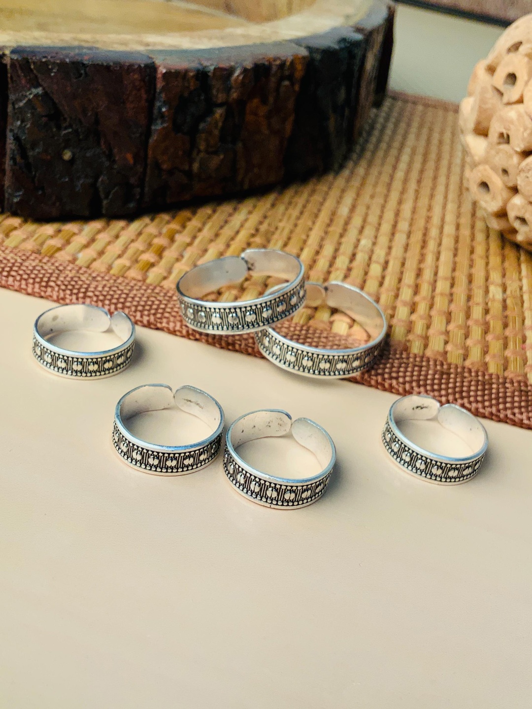 

ABDESIGNS Set of 3 Silver Plated Oxidised Toe Rings