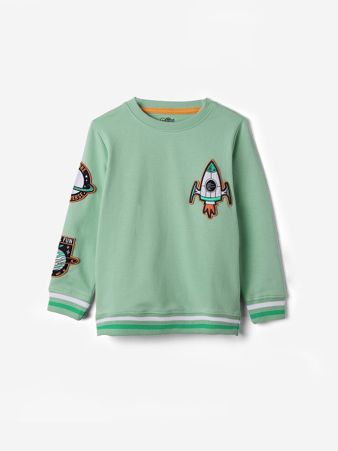 

The Souled Store Boys Green Graphic Printed Pullover Pure Cotton Sweatshirt