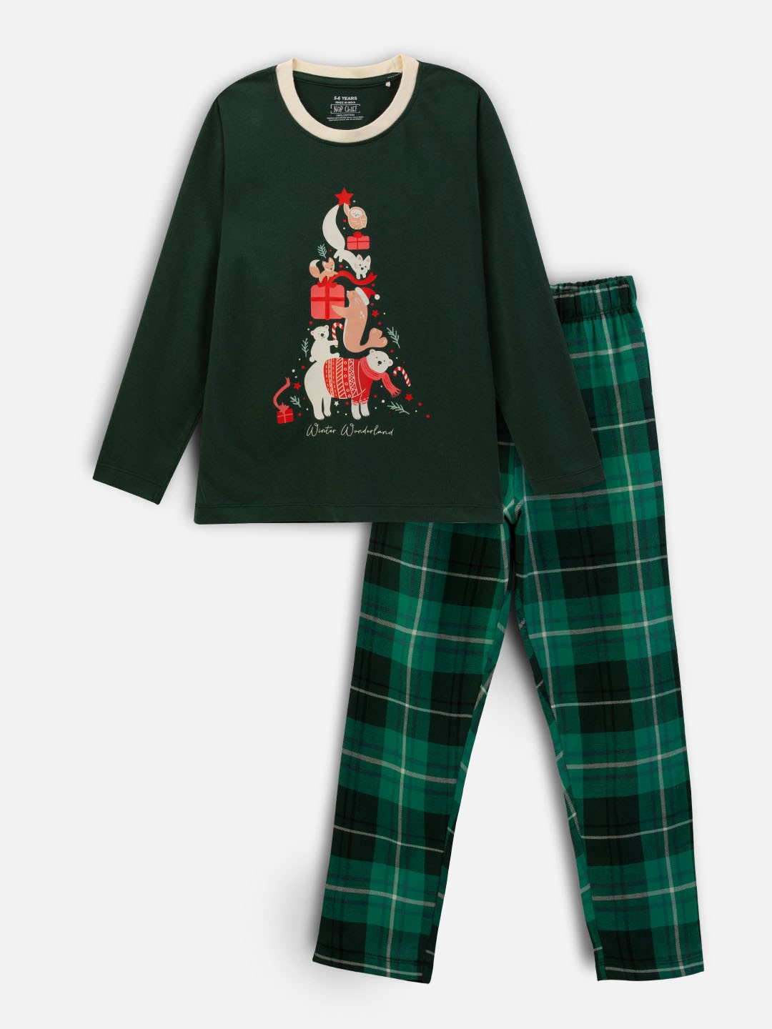 

Nap Chief Kids Printed Pure Cotton T-shirt & Pyjamas, Green