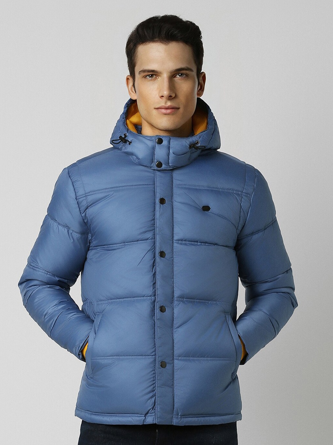 

Peter England Casuals Hooded Puffer Jacket, Blue