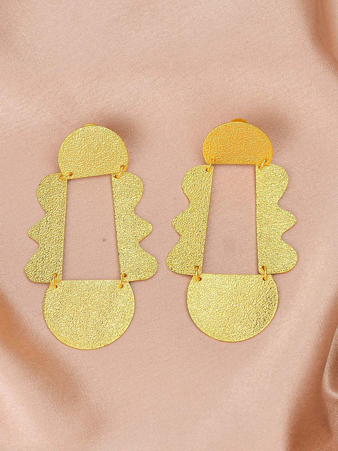 

ZURII Brass-Plated Contemporary Drop Earrings, Gold