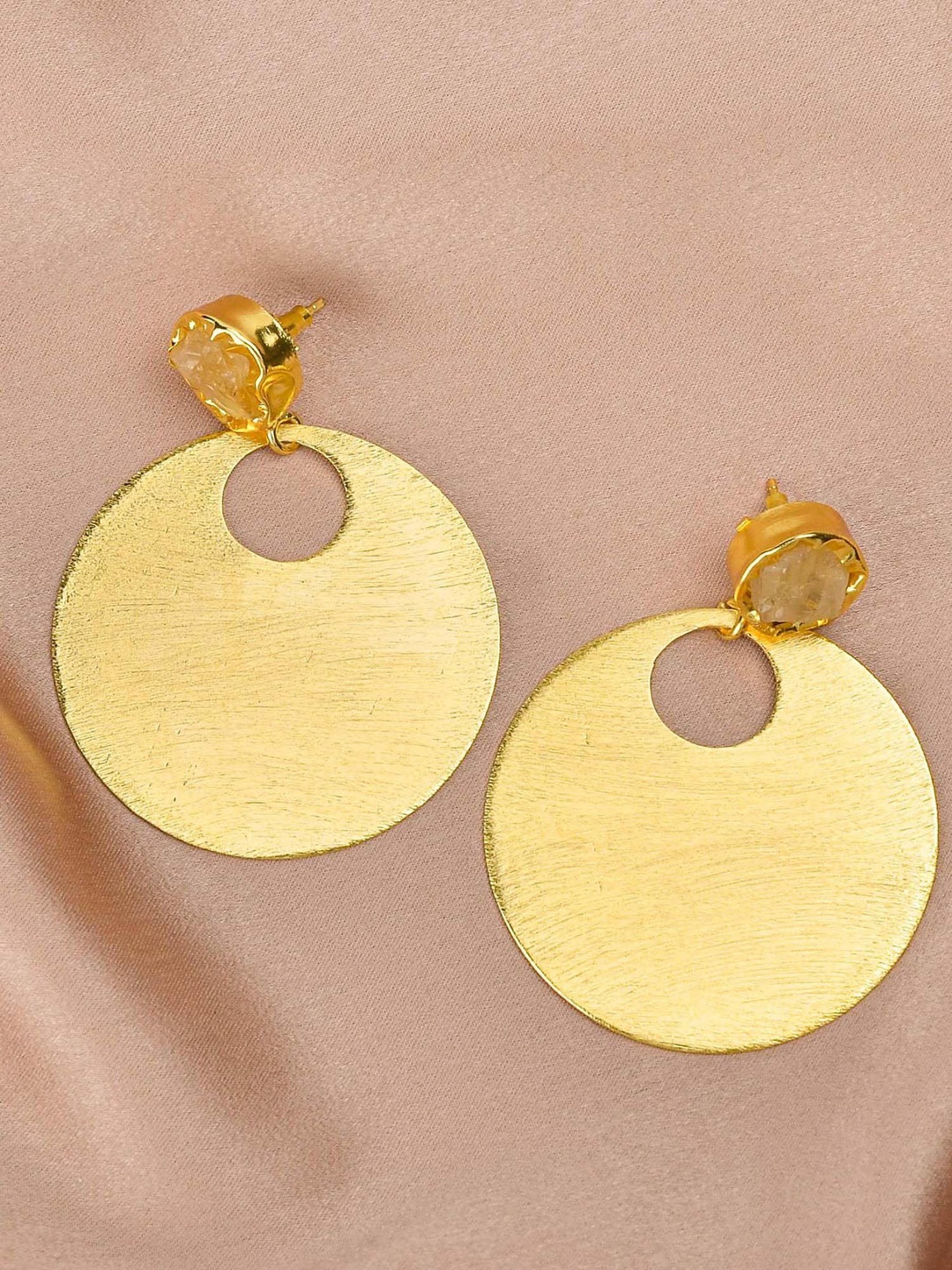 

ZURII Brass-Plated Circular Drop Earrings, Gold