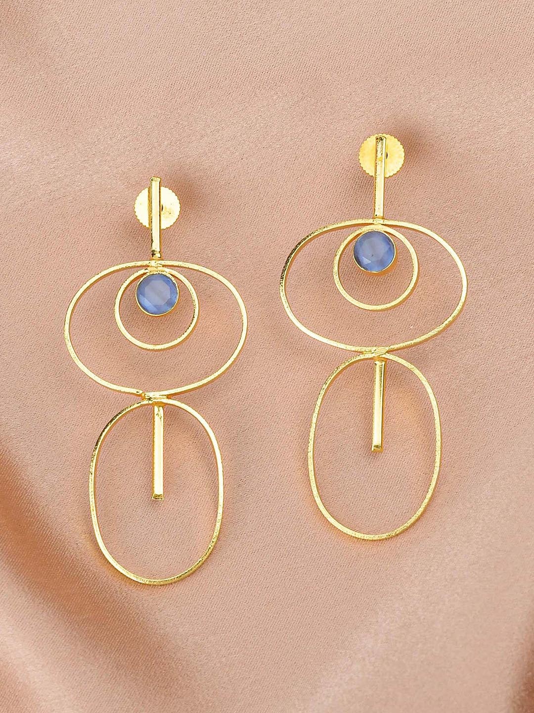 

ZURII Brass-Plated Contemporary Drop Earrings, Turquoise blue