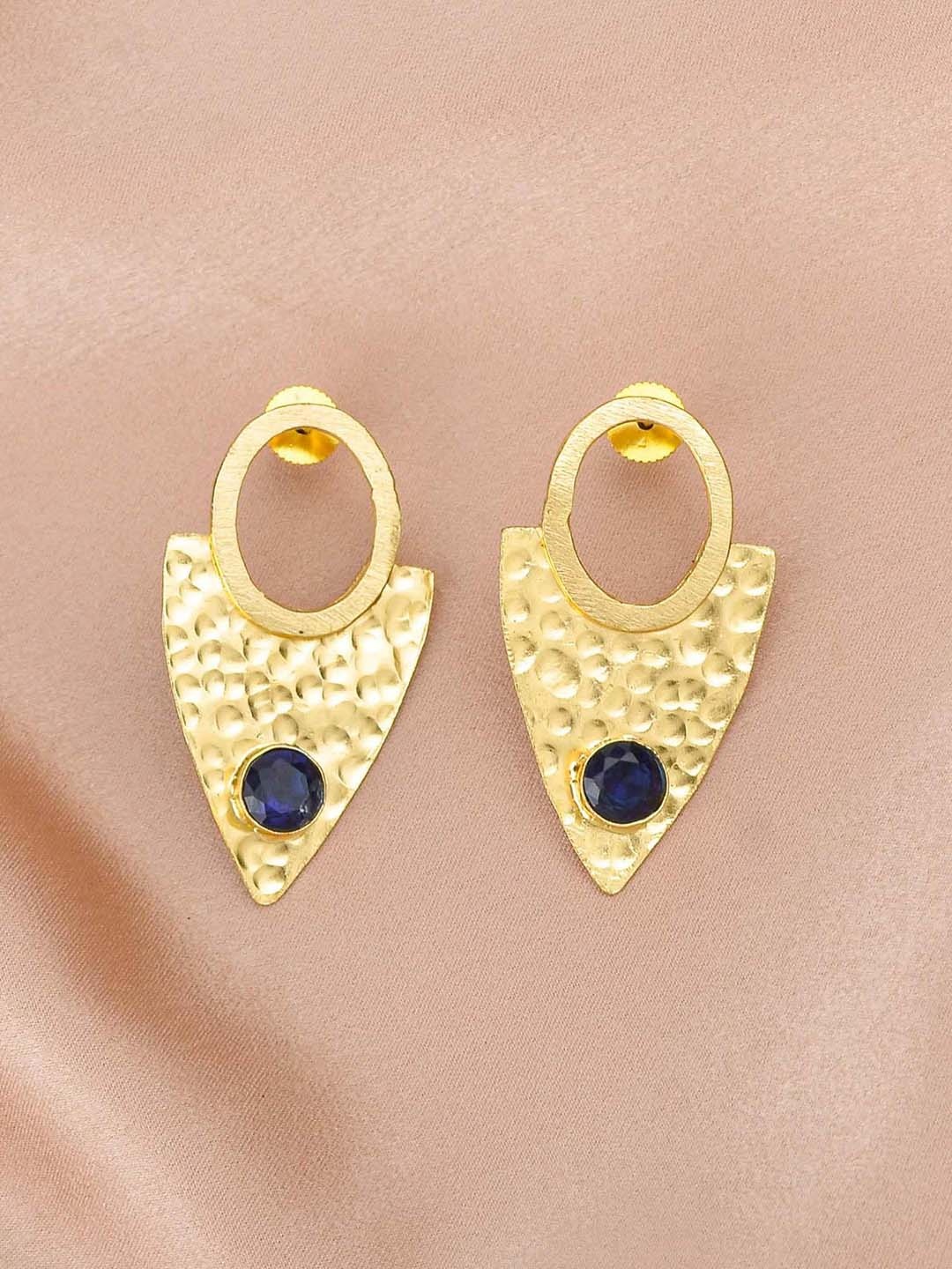 

ZURII Brass-Plated Stone-Studded Anchor Shaped Studs, Gold